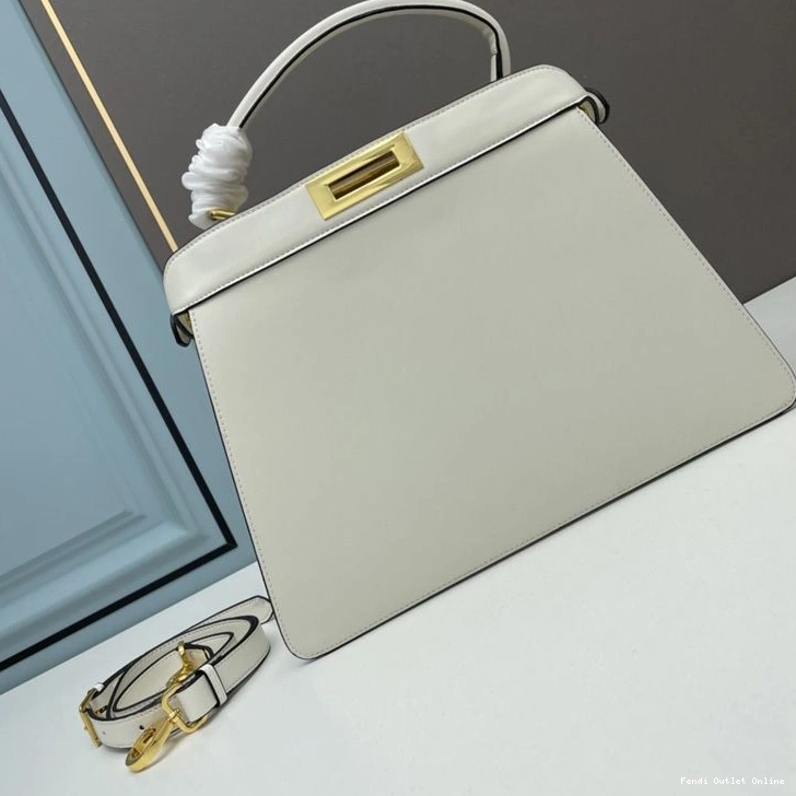 Cheap Laether Fendi Nappa Peekaboo Medium In ISeeU Bag White 0825